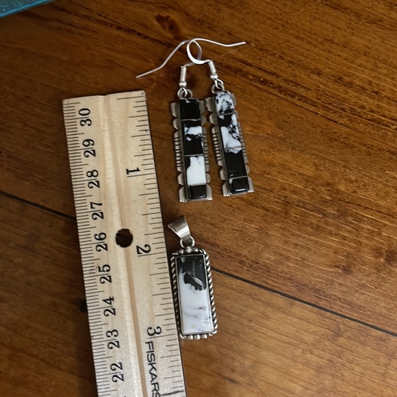 SOLD …White Buffalo Earrings with Pendant - Picture 9 of 9